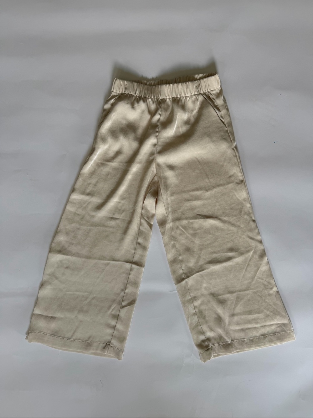 H&M Light Beige Elastic Waist Wide Pants